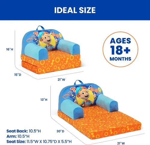 Vista 3 de Delta Children - Silla para niños Blippi Cozee Buddy abatible, azul