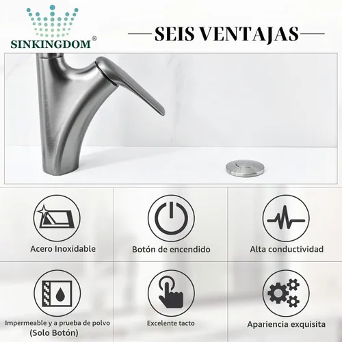 Vista 6 de Kit de interruptor de aire para triturador de basura con botón de acero inoxidable, níquel cepillado