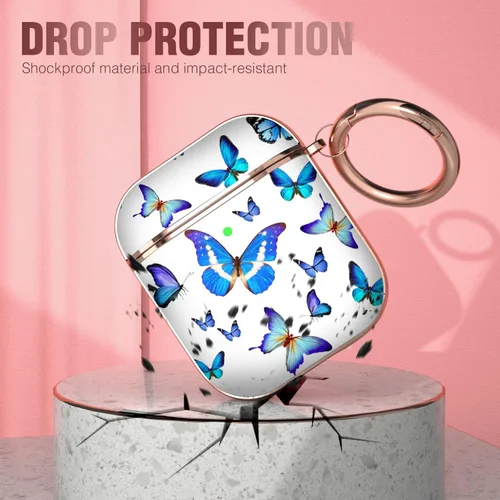 Vista 2 de Maxjoy Funda para AirPods, bonita funda protectora rígida para AirPod 2 Gen para mujeres y hombres con llavero para AirPods de 2ª generación de 1ª