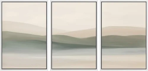 Vista 10 de SIGNWIN Lienzo enmarcado para pared, juego de arte tranquilo con reflejo de lago, acuarela, montaña y agua, ilustraciones modernas, arte abstracto