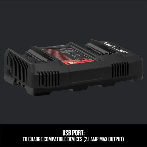 Vista 5 de CRAFTSMAN Cargador de batería para herramientas eléctricas de doble puerto de iones de litio V20 2Ah (CMCB124)