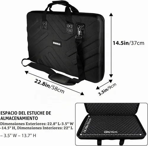 Vista 5 de Funda para DJ - 22.8 x 14.6 x 3.5 pulgadas - Compatible con controlador de DJ Pioneer DDJ-SR/SR2/REV1/Denon MC4000/Numark NVII/Mixtrack