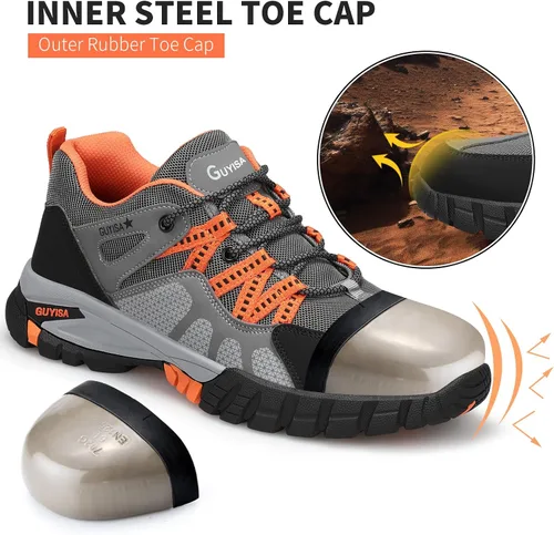 Vista 2 de GLANOUDUN Steel Toe Shoes for Men Outdoor Men's Work Sneakers Comfort Safety Toe Working Shoes for Men Indestructible Industrial Construction Shoes
