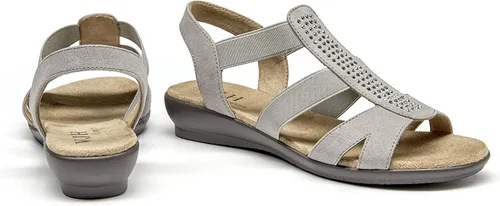 Vista 5 de VJH confort - Sandalias planas para mujer con diamantes de imitación, puntera abierta, elásticas, sin cordones, cómodas, informales, para caminar