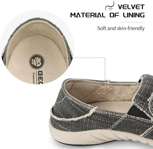 Vista 7 de Zapatos sin cordones para hombre, mocasines de lona con soporte de arco, zapatos ortopédicos casuales para fascitis plantar, zapatos para caminar