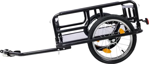 Vista 7 de LuckyNote Remolque de carga plegable para bicicleta con enganche universal para bicicleta, remolque de vagón de bicicleta con ruedas y reflectores
