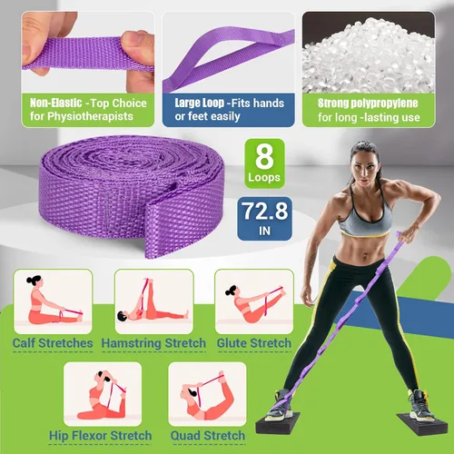 Vista 6 de ODCPN Squat Wedge Block, 5 Adjustable Angles Slant Board for Calf Stretching with Stretching Strap & Poster, 520 LBS Heel Elevated Squat Wedge