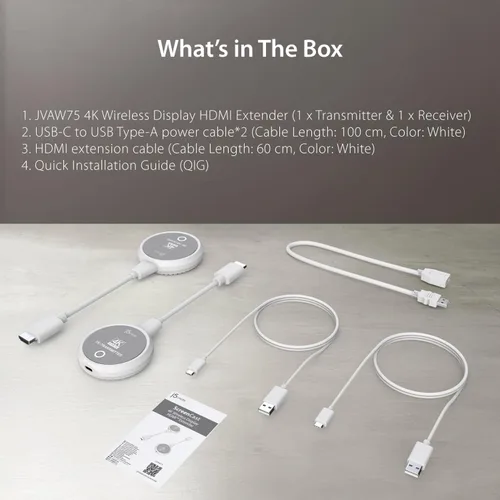 Vista 8 de j5create ScreenCast - Transmisor y receptor HDMI inalámbrico 4K, extensor HDMI inalámbrico, compatible con 4K30Hz / 1080p60Hz, 2.4/5GHz, desde