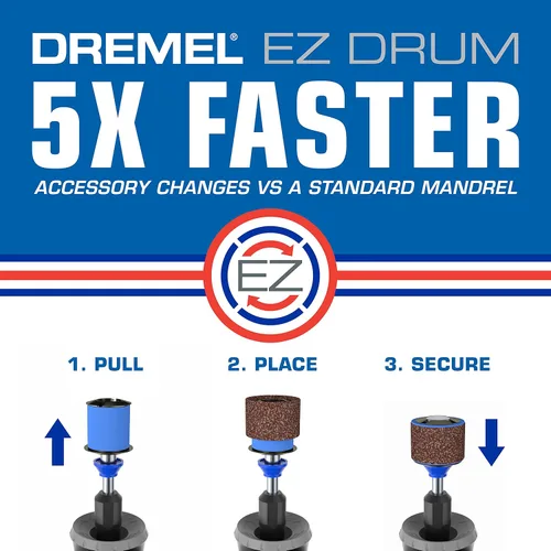 Vista 7 de Dremel EZ725 - Juego de accesorios de herramientas rotativas multiusos de 70 piezas con kit de almacenamiento, EZ-Lock y tambor EZ para cambios
