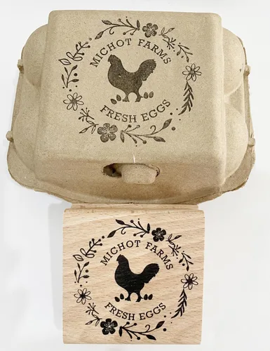 Vista 7 de Sello de cartón de huevos Sellos personalizados de cartón de huevos Sello de huevos de gallina Sello de goma de madera personalizado