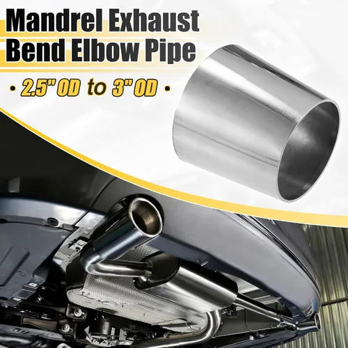 Vista 2 de X AUTOHAUX - Tubo de escape con mandril para coche, codo doblado, tubo de acero inoxidable 304, reductor concéntrico de 2.5" DE a 3" DE, 2 piezas