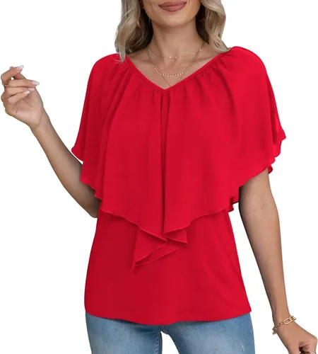 Vista 3 de Jouica Blusa de gasa de verano con hombros descubiertos para mujer