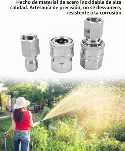 Vista 2 de NPT - Kit de conectores rápidos macho y hembra de adaptadores para lavadora a presión de 3/8 pulgadas