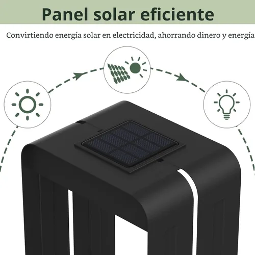 Vista 4 de Grand patio Aplique de pared solar al aire libre con estante y jardinera, lámpara de pared impermeable con LED para decorar con veta de madera