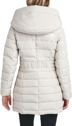 Vista 5 de Laundry by Shelli Segal Women's Windbreaker Puffer Coat Mid-length Fit & Flare Jacket, Side Velvet Tape