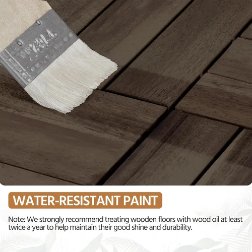Vista 8 de Yaheetech 27 azulejos de madera de acacia entrelazados para patio Negro