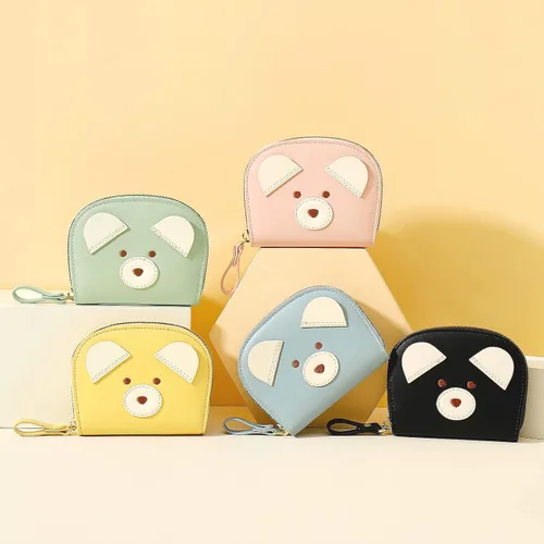 Vista 5 de YINHEXI RIFD - Bonita cartera con tarjetero para mujeres y hombres, pequeña cartera de cuero con cremallera para tarjetas de crédito para mujeres