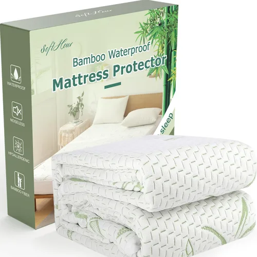 Vista 7 de Protector de Colchón Twin Impermeable, Funda Protectora de Colchón Lavable de Rayón de Bambú, Cubrecolchón Transpirable y Silencioso con Elástico