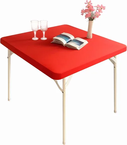 Vista 9 de Mantel elástico para mesa auxiliar de cóctel, ajustable de elastano, tamaño pequeño, para mesa auxiliar, 24 x 24 pulgadas, color beige