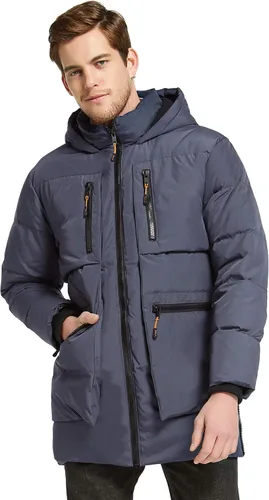 Vista 3 de Orolay Chaqueta gruesa de invierno con capucha para hombre con 6 bolsillos