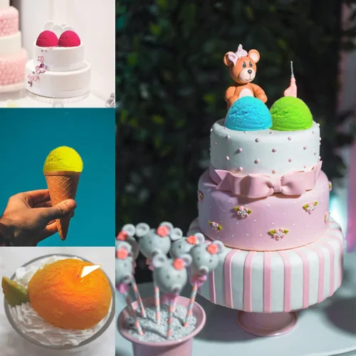Vista 4 de 3 moldes de silicona para helado 3D, para cera derretida, jabón, pasteles, moldes en forma de bola de TuNan + 1 molde de chocolate para decoración