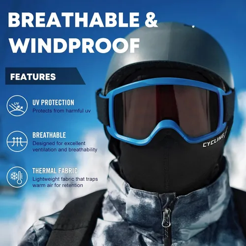 Vista 2 de Pasamontañas de invierno para clima frío, máscara de esquí para hombres y mujeres, resistente al viento, máscara térmica para ciclismo, calentador