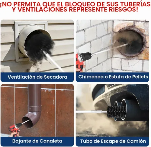Vista 6 de HOKLNUSE Kit limpiador de ventilación de secadora, kit de limpieza de conductos para secadora, conducto de aire, HVAC, ventilación, chimenea