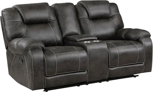 Vista 4 de Lexicon Juego de muebles de sala de estar de 2 piezas, juego de sofá reclinable manual de microfibra pulida con reposabrazos superior de almohada