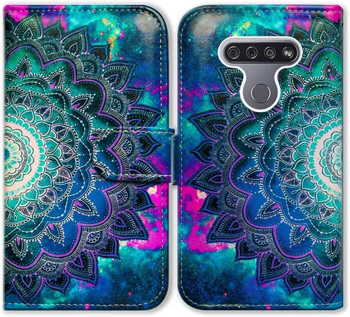 Vista 17 de Bcov Funda para LG K51/LG Reflect (LM-K500), diseño de libélula colorida funda de piel con tapa y ranura para tarjeta soporte para LG K51/LG Q51