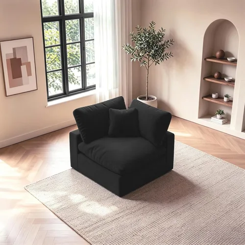 Vista 32 de Sofá modular modular con asiento profundo extra cómodo, sofás modernos negros para sala de estar, apartamento, oficina, espacio pequeño