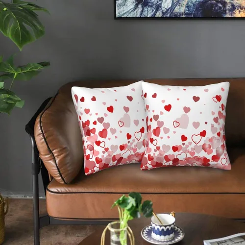 Vista 7 de Juego de 2 fundas de almohada de corazón para el día de San Valentín, fundas de almohada de corazones de amor de 18 x 18 pulgadas, funda de almohada
