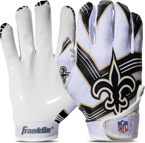 Vista 22 de Franklin Sports - Guantes de receptor de fútbol americano juvenil de la NFL, par de guantes de fútbol para niños con logotipos de equipos de la NFL