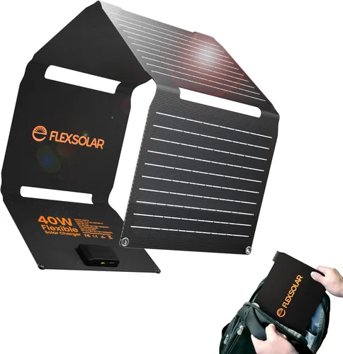 Vista 11 de Cargador de panel solar pequeño de 20 W, 5 V, USB-A, USB-C, plegable, portátil, ligero, ETFE, panel de energía de emergencia, IP67, impermeable