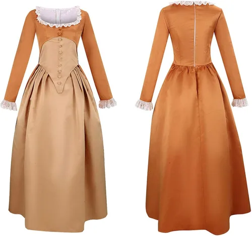 Vista 4 de Yejue Royal Colonial - Disfraz de princesa para niña, Hamilton Elizabeth Schuyler, Angelica Peggy Cosplay Kid Victorian Dress