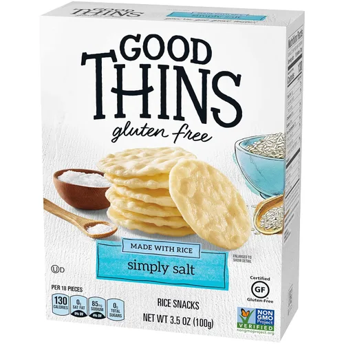Vista 11 de Good Thins Galletas de arroz simplemente saladas sin gluten, 3.5 onzas (Paquete de 3)