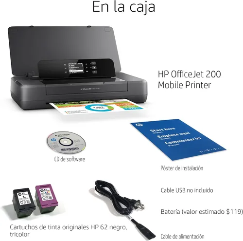 Vista 7 de Impresora móvil HP Officejet 200 con paquete de tinta XL, Negro