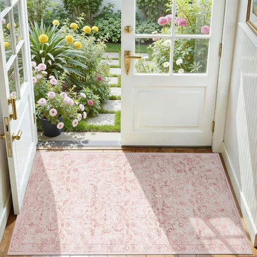Vista 60 de Alfombra de área pequeña de 2 x 3 pulgadas, color beige, para entrada, baño, cocina, antideslizante, de pelo bajo, lavable, moderna alfombra bohemia