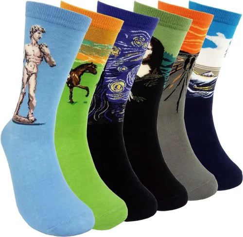 Vista 23 de HSELL Calcetines de vestir para hombre, diseños divertidos y locos, calcetines de algodón con patrón novedoso, regalos divertidos para hombres 12