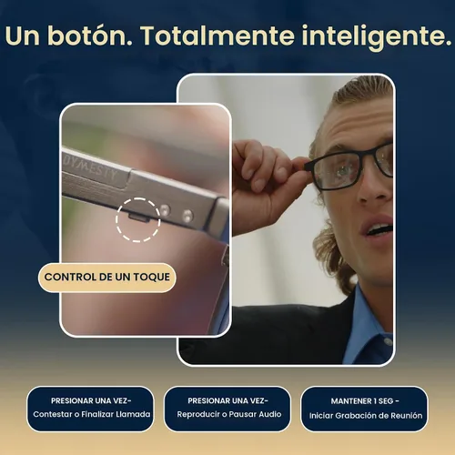 Vista 5 de Lentes inteligentes AI, audio Bluetooth de oído abierto, grabación de voz, traducción en tiempo real, transcripción de reuniones, marco de titanio