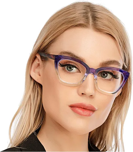 Vista 9 de AQWANO Stylish Reading Glasses for Women, Blue Light Blocking/Anti UV Readers Oversized Fashion Cat Eye Readers A-c4-azul