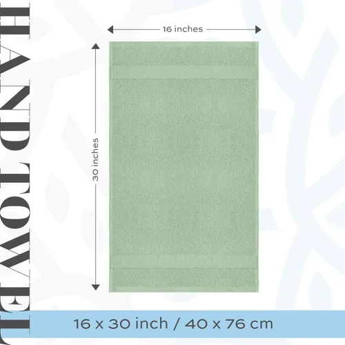 Vista 6 de White Classic 2 toallas de baño verde claro de 35 x 70 pulgadas, 6 toallas de mano de 16 x 30 pulgadas y 2 tapetes de baño de 22 x 34 pulgadas