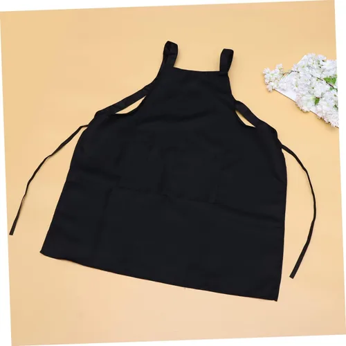 Vista 2 de SECFOU Delantal de servicio negro para mujer, delantal de cocina ajustable, delantal ajustable con babero