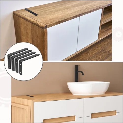Vista 6 de 4 anclajes para muebles a prueba de bebés, soporte de anclaje de metal para muebles de bebé, soporte de anclaje para muebles negros anti punta
