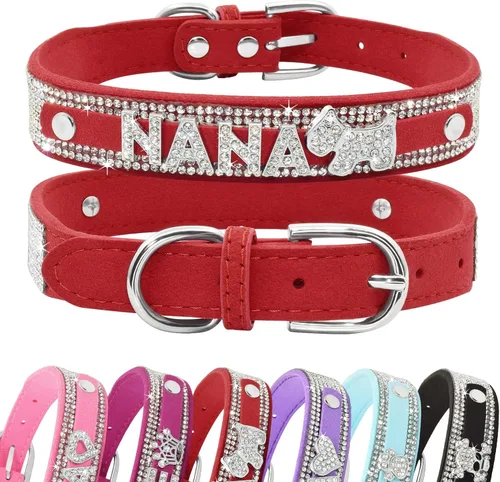 Vista 8 de Collar de Perro de Cristal Senristar Personalizado con Nombre Brillante, Collar de Perro Personalizado con Brillantes Rinstones para Perro Pequeño