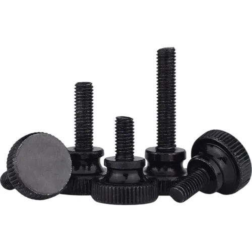 Vista 6 de M6 M8 M10 Tornillo de mano de cabeza alta negro paso de doble capa moleteado de ajuste mecánico Clavo (2 piezas M8x1.0.984x1.378 in)