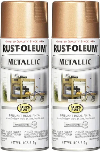 Vista 35 de Rust-Oleum 7274830 Pintura en aerosol metálica que detiene la oxidación, 11 oz, latón antiguo