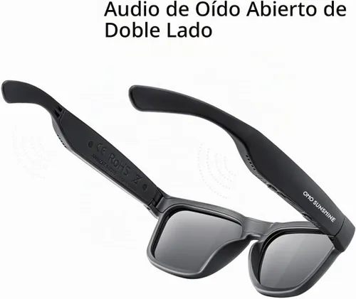 Vista 6 de OhO Gafas inteligentes, gafas de sol polarizadas con altavoz Bluetooth, protección UV para atletismo/exteriores y control de voz, unisex (lente gris)
