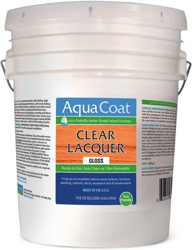 Vista 10 de Aqua Coat - Laca transparente con acabado brillante, a base de agua de primera calidad para madera y plástico, secado rápido, no se amarillea