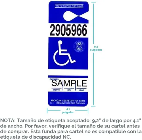 Vista 2 de Protector pequeño de placa de permiso para estacionamiento de discapacitados, ultra transparente, funda protectora con gancho grande de Tbuymax