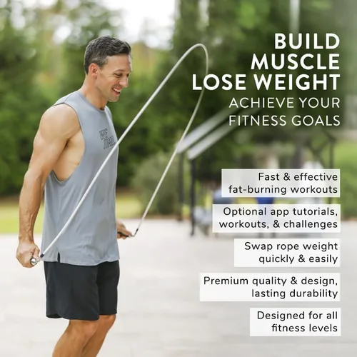 Vista 3 de Crossrope Get Lean Set - Cuerda de saltar con peso - Cuerdas de 1/4 lb y 1/2 LB - Asas delgadas